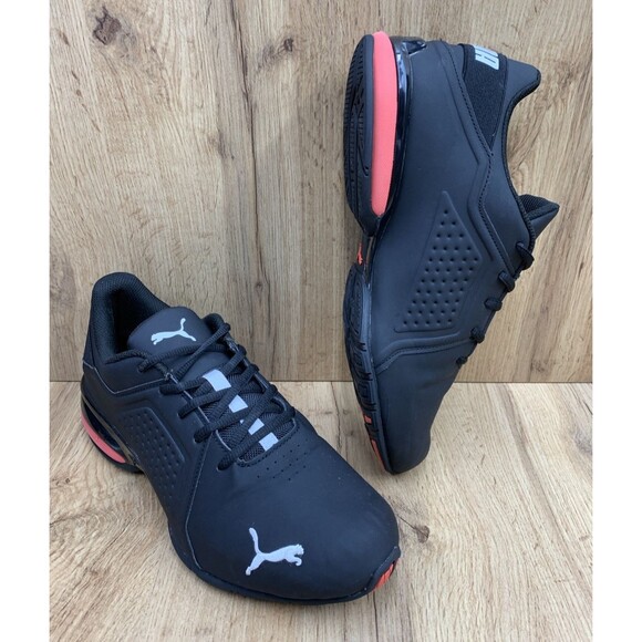 Puma Mens Viz Runner Sneaker Trainer Shoes Black Infrared Red  191037-02 Size 10 - Picture 1 of 16